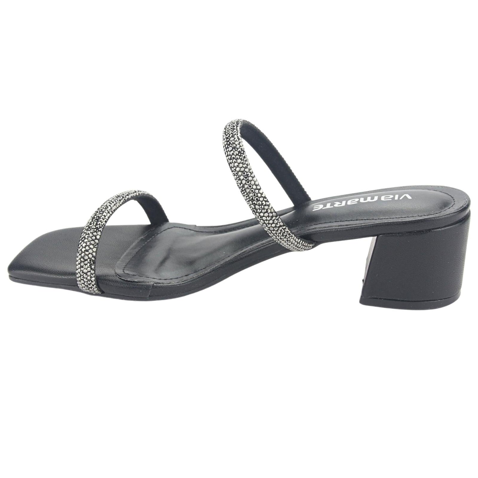 Sandalia Via Marte Mujer 23-9810 Preto Casual Sandalias Taco Via Marte 