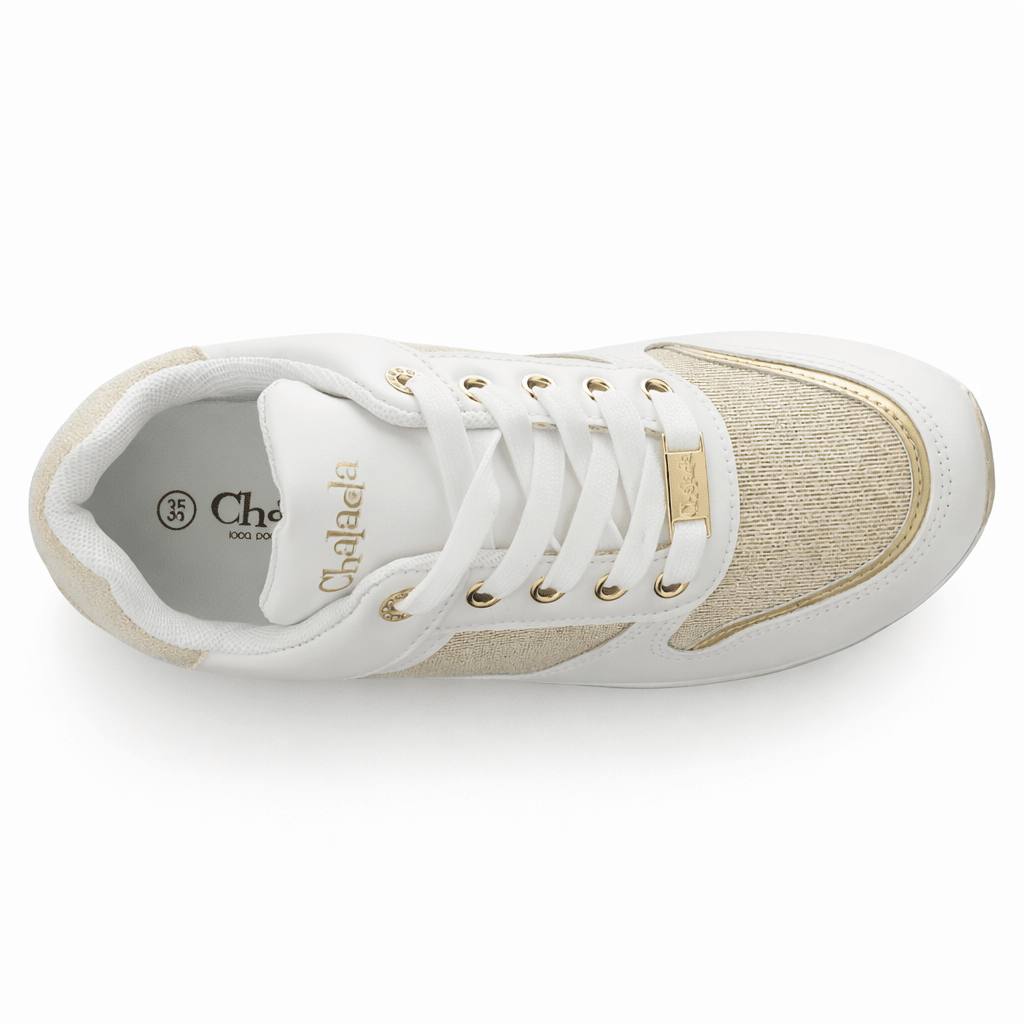 Zapatilla Blanco y Dorado Mujer Urbano Chalada Bolkinew Zapatillas Chalada 