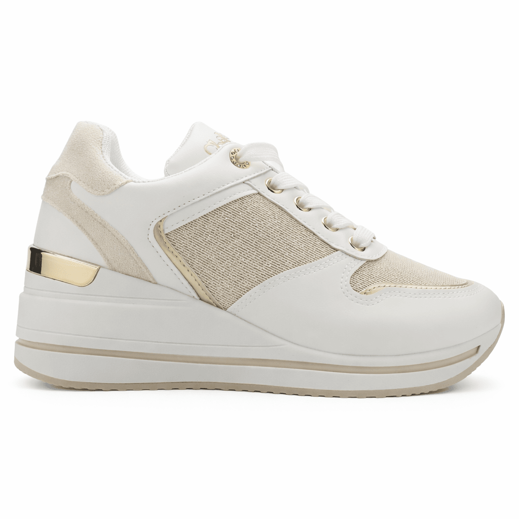 Zapatilla Blanco y Dorado Mujer Urbano Chalada Bolkinew Zapatillas Chalada 