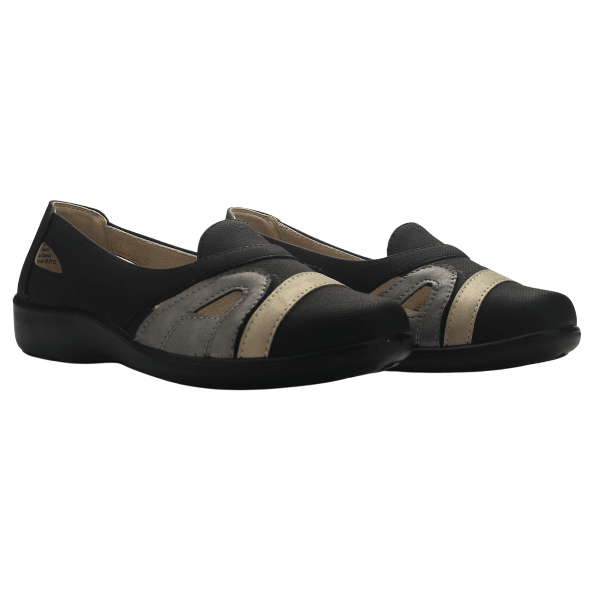 Zapato Mujer Casual Negro Dorado Chalada Deco-12 Zapatos planos Chalada 