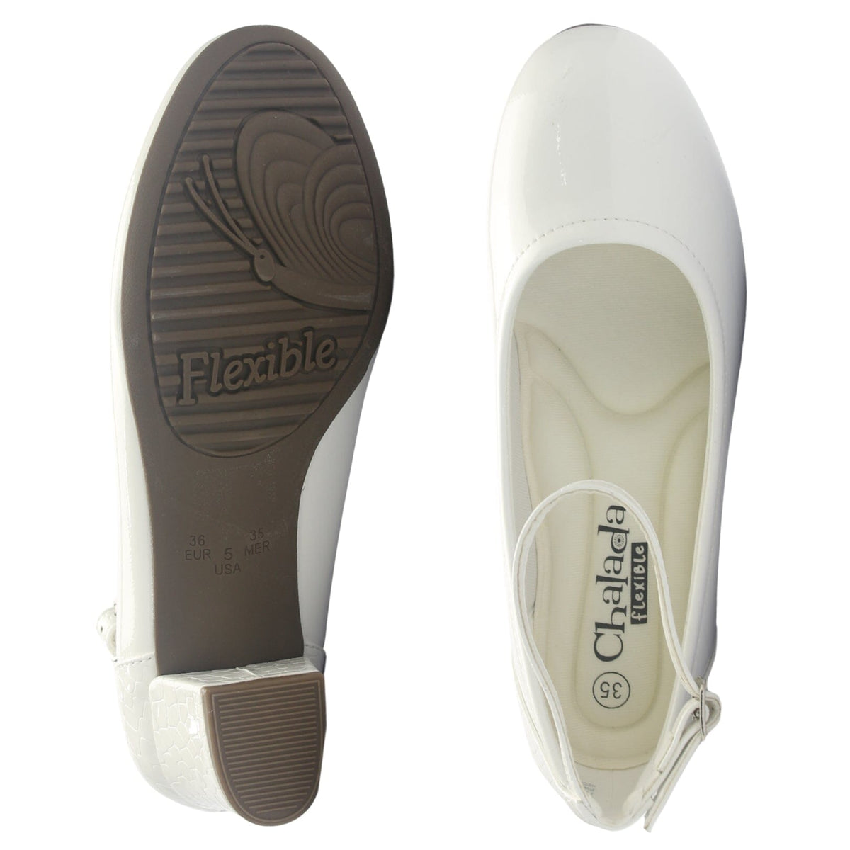Zapato Mujer Chalada Flexi-27 Blanco Casual Tacones Bajos Chalada 