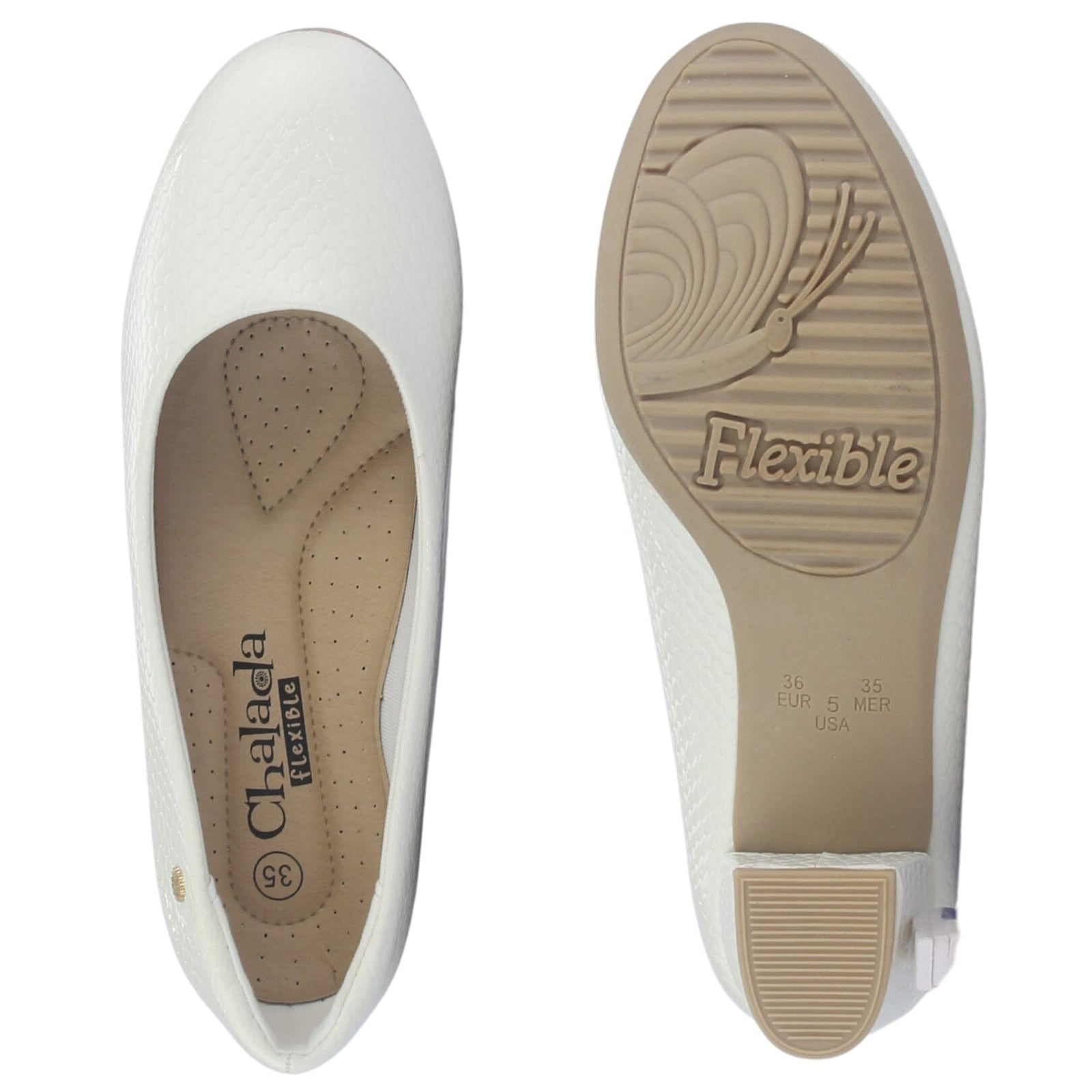 Zapato Mujer Chalada Flexi-58 Blanco Casual Tacones Bajos Chalada 