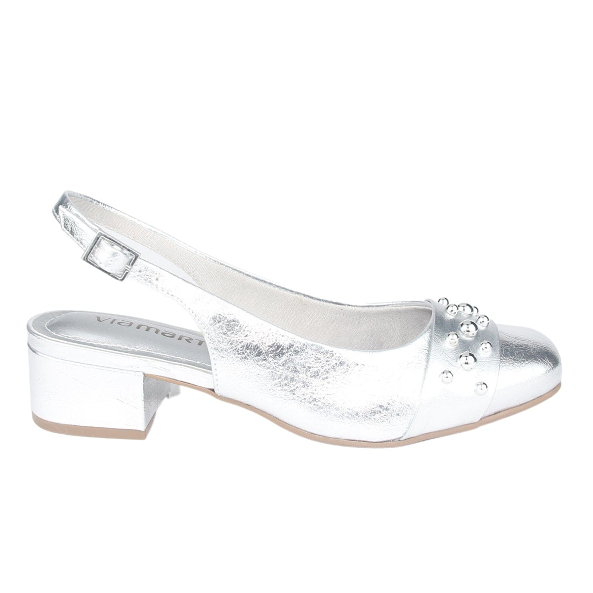Zapato Via Marte Mujer 070-008-01 Plateado Casual Tacones Bajos Via Marte 
