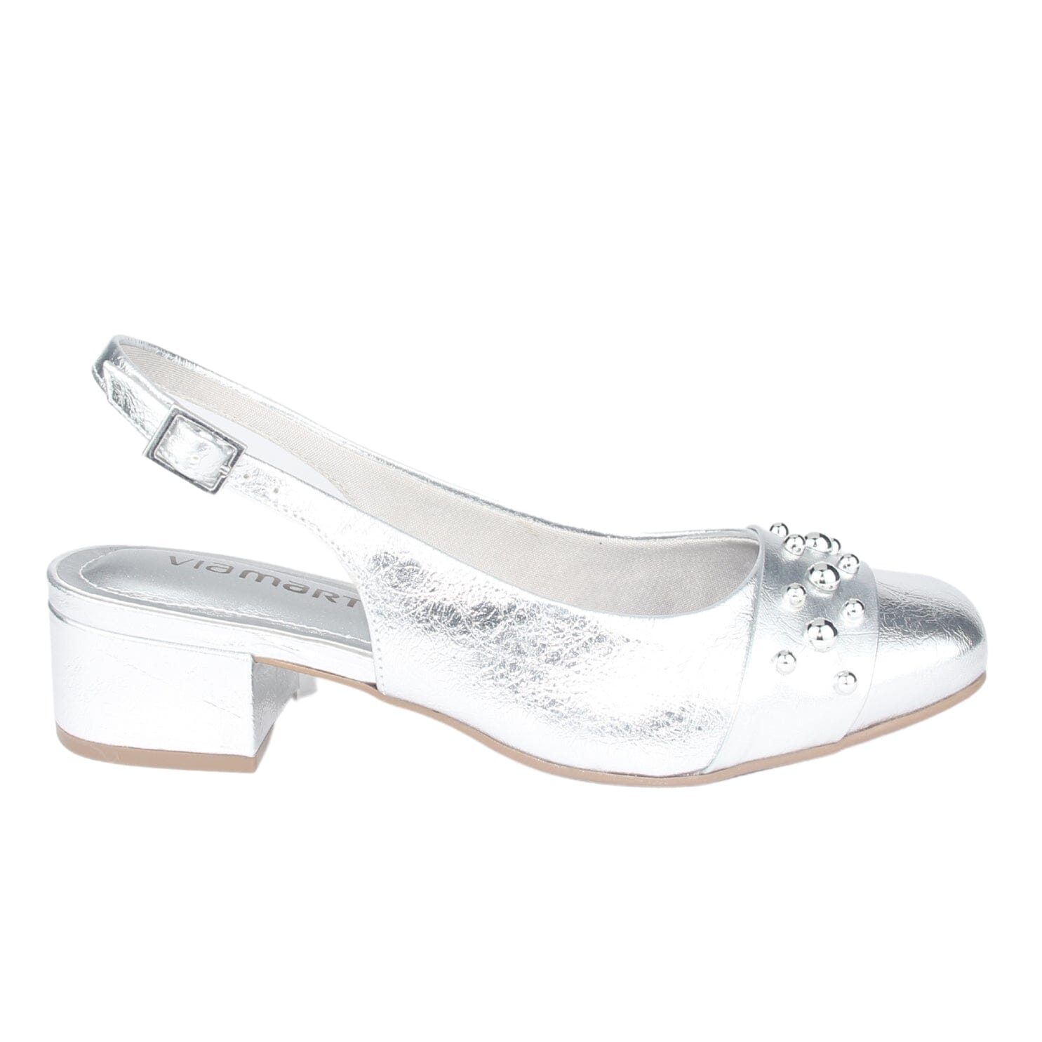 Zapato Via Marte Mujer 070-008-01 Plateado Casual Tacones Bajos Via Marte 