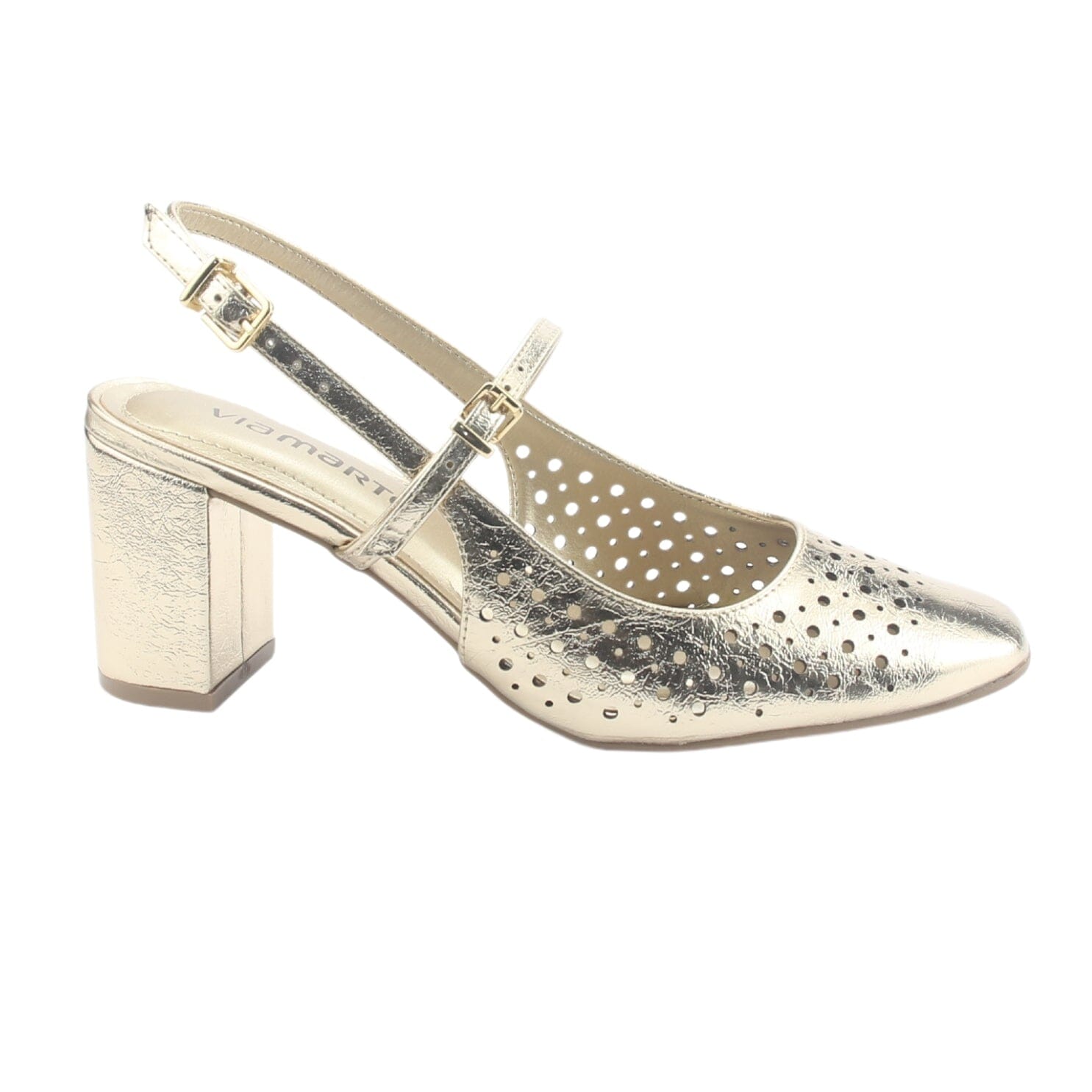 Zapato Via Marte Mujer 153-007-01 Dorado Casual Tacones Altos Via Marte 